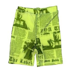 ZYA The Label Shorts Womens US 4 Neon Yellow Never Subtle Printed Odyseey Fitted